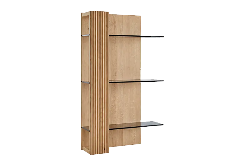 Hängeregal Global Wohnen Estana in Eiche und mit Glasböden.