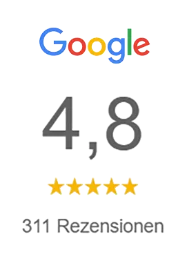 Mehrere Siegel und Bewertungen wie Google 4,8 von 5, 1a Fachhändler 2026, Service Check sehr gut und Gold Wert Empfehlung