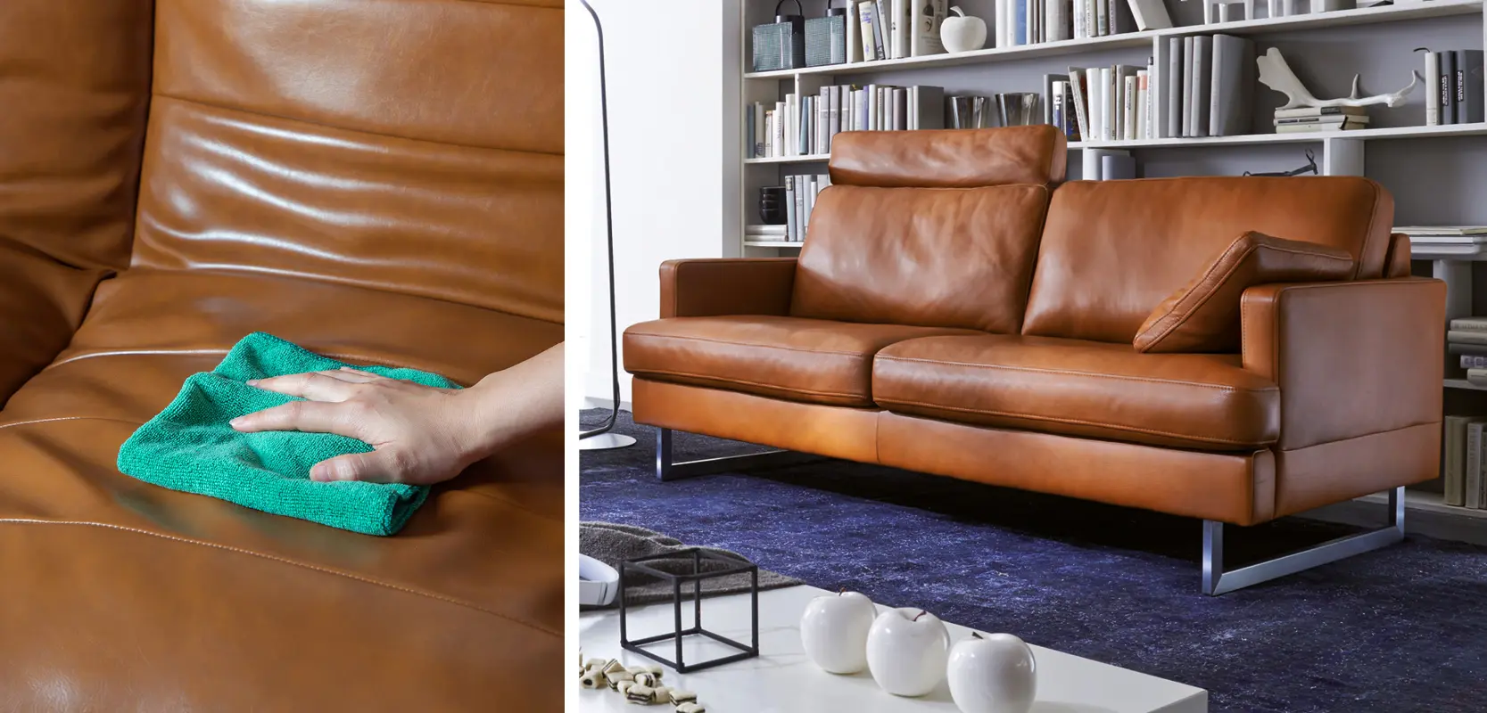  Bei Ledersofas und Ledersesseln kommt es auf die richtige Pflege an.