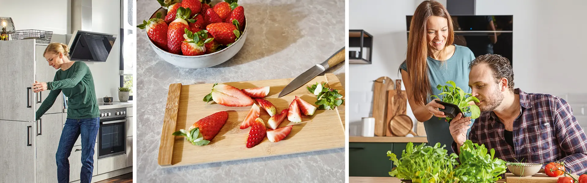 Im Kühlschrank bleiben frische Lebensmittel länger frisch.