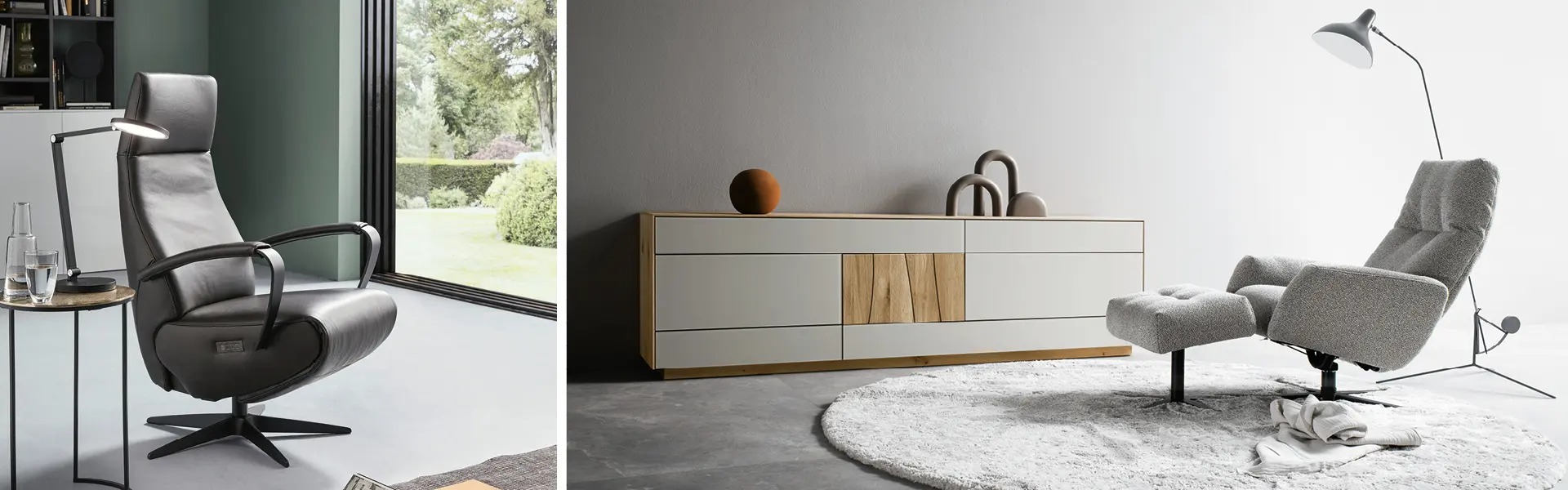 Sessel sorgen für wunderbar entspannende Momente im Wohnzimmer.