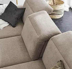 Graubraunes Stoff-Ecksofa mit verstellbarer Rückenlehne