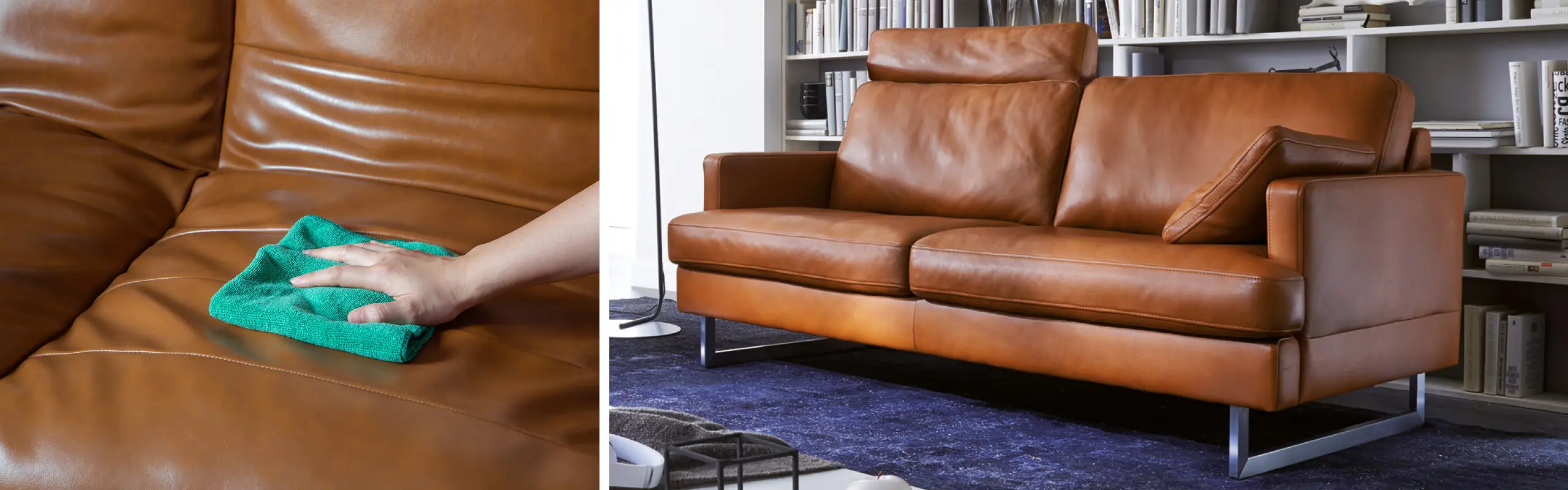  Bei Ledersofas und Ledersesseln kommt es auf die richtige Pflege an.