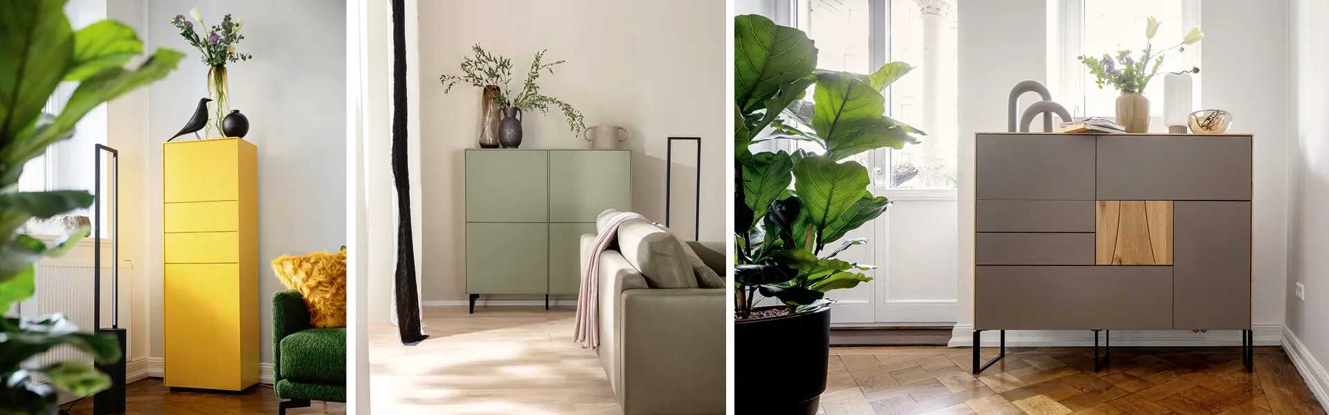 Highboards sind wie Kommoden, Sideboards und Lowboards in verschiedenen Designs, Größen und Farben erhältlich.