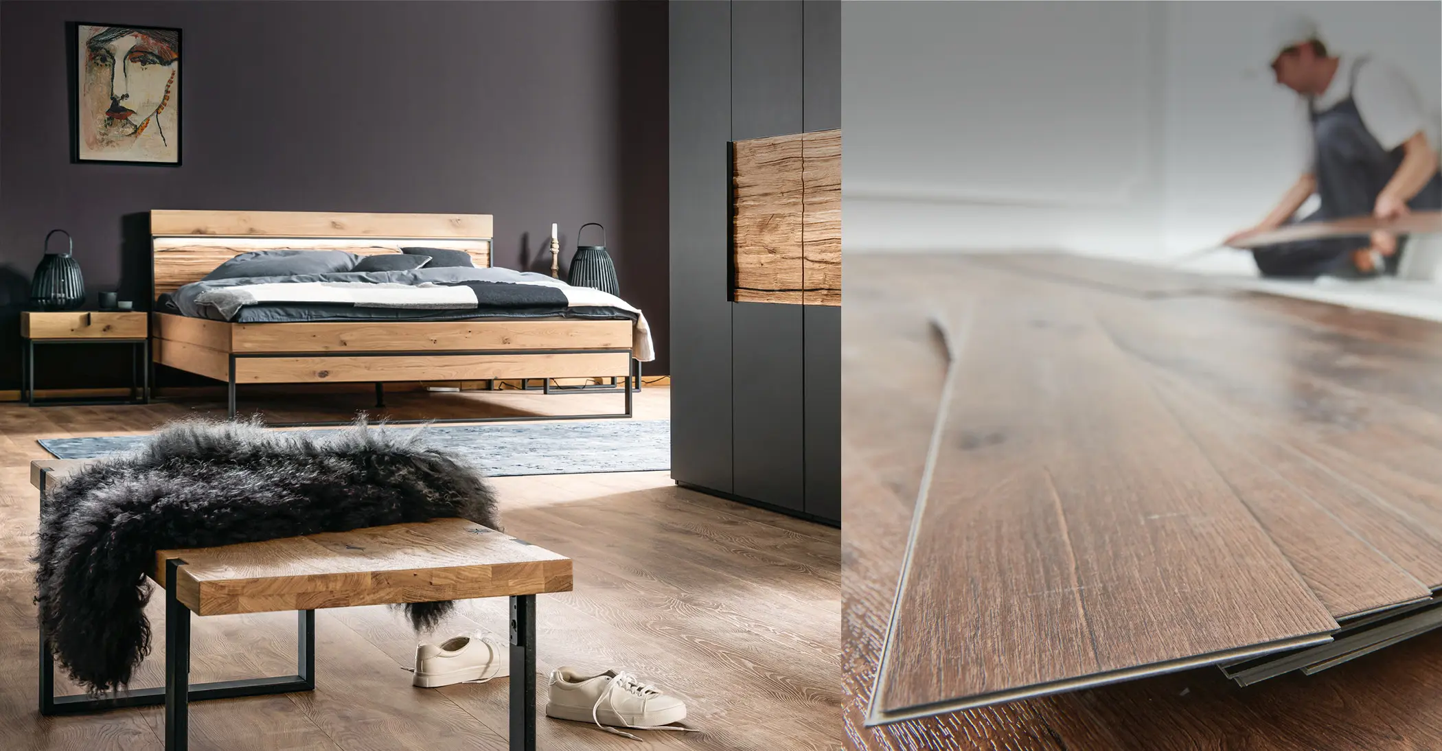 Auswahl an Bodenbelägen in der Ausstellung von Wagner Wohnen.