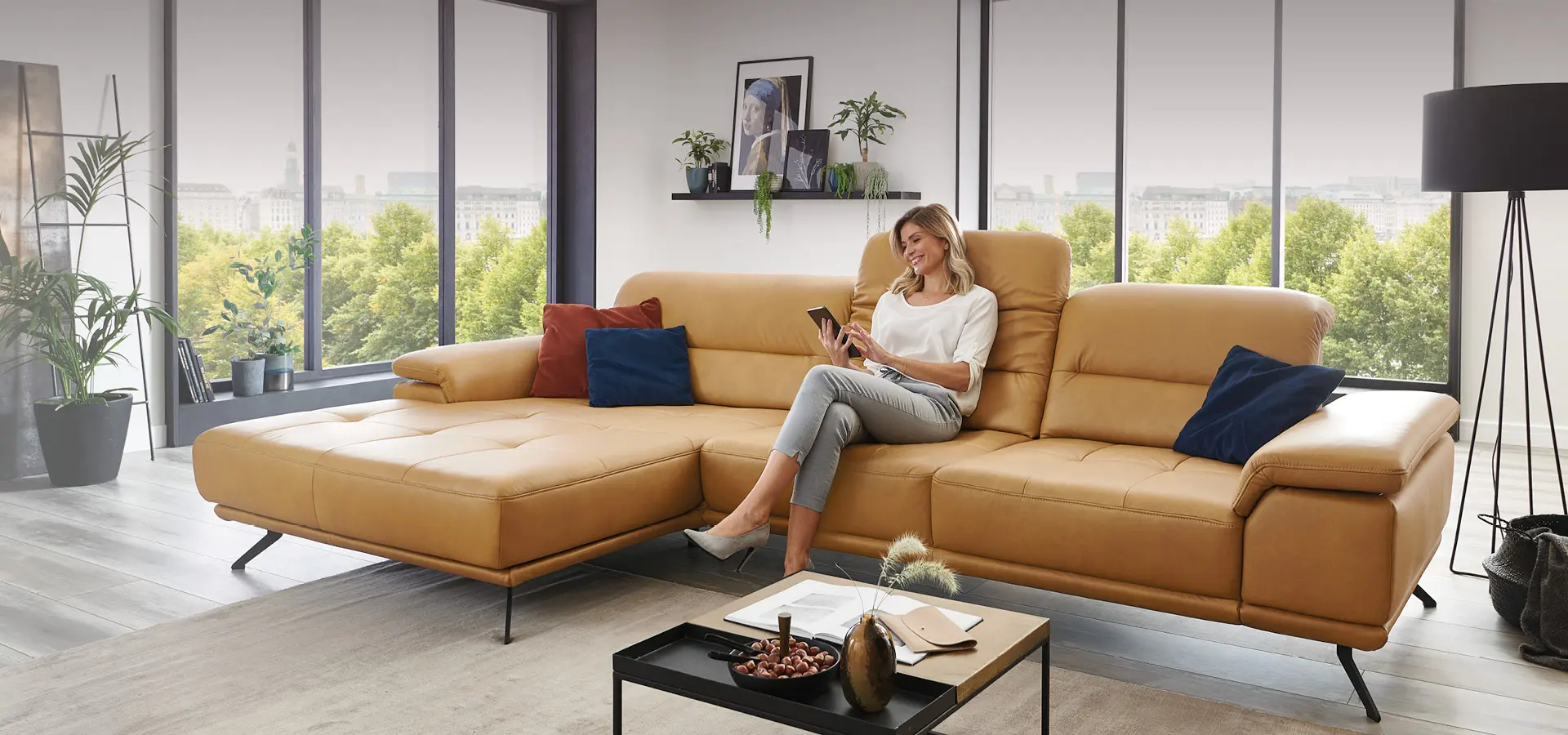 Hellbraune Ledercouch