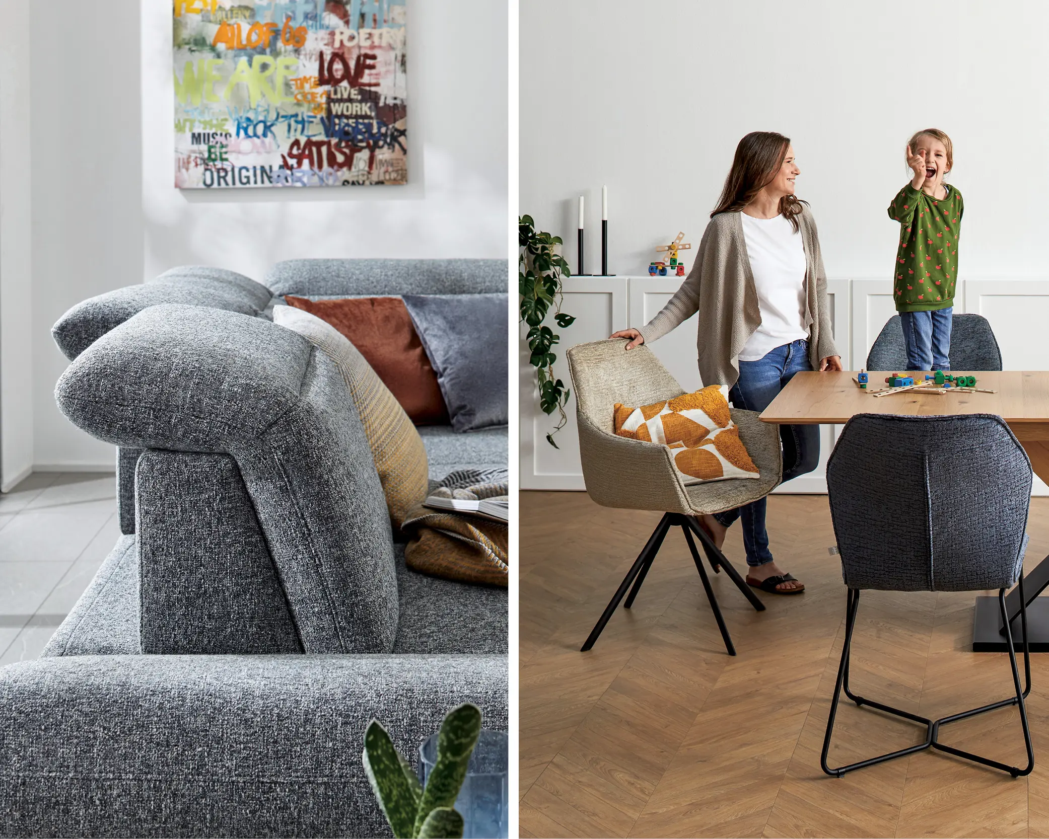 Modernes schwarzes Sideboard Sofa von Global Family mit Dekoelementen, Holztisch mit Stühlen