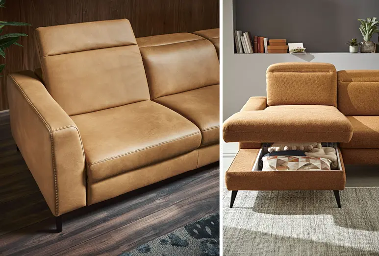 Sofas aller Art gibt es mit Leder-, Kunstleder- oder Stoffbezügen und in fast unendlich verschiedenen Designs. Bei Möbel Maier in Oberkirch-Nußbach beraten wir Sie gern.