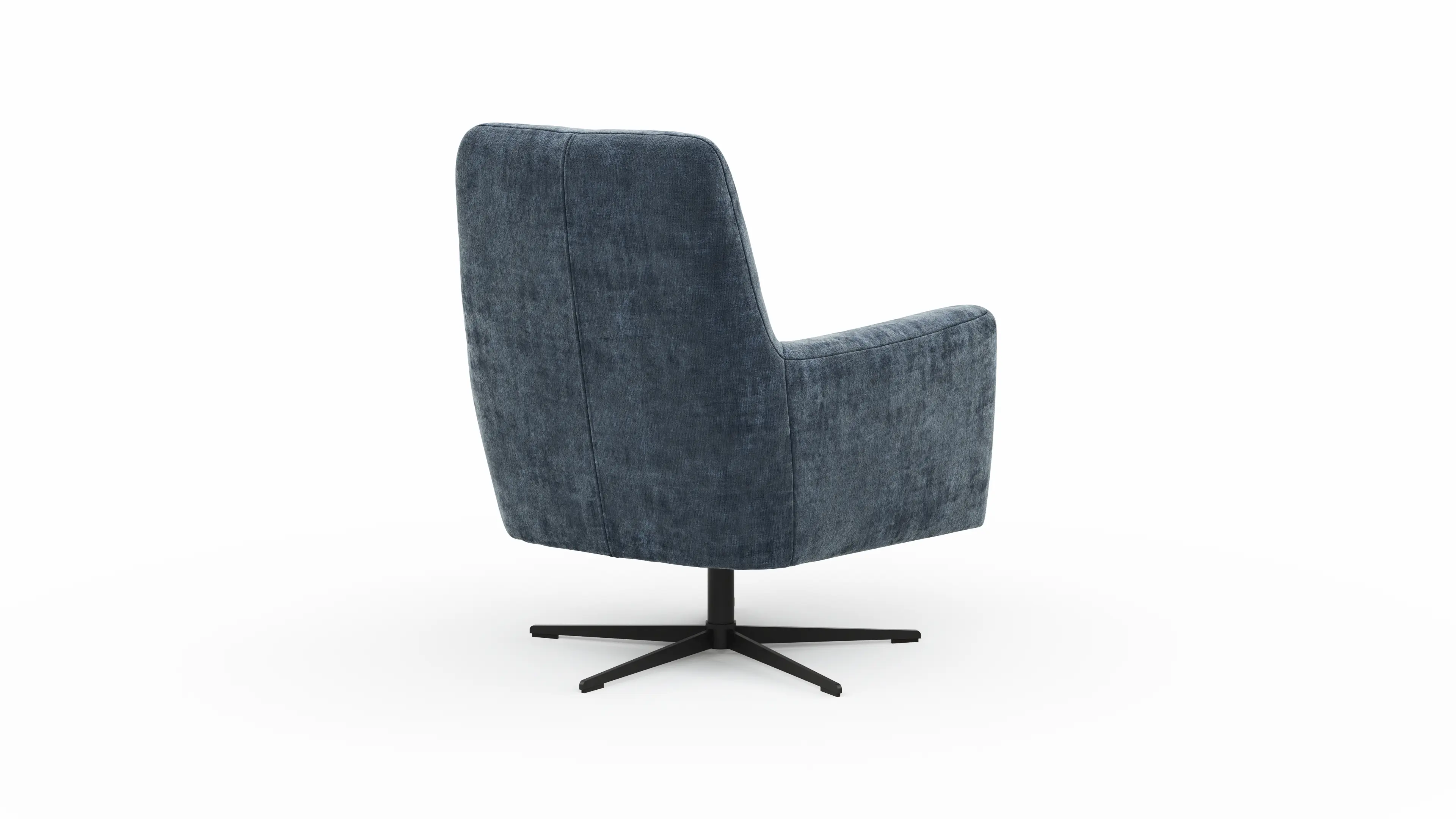 Sessel Charlotte Detailaufnahme der Rückenlehne in blauem Stoff 