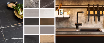 Arbeitsplattenfarben mit dunkler Struktur zeigen weniger Schmutz