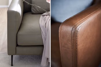 Zwei verschiedene Varianten von Armlehnen bei Sofa Contur Cuneo