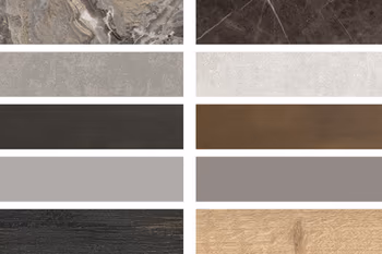 Übersicht unterschiedliche Dekore von Holz bis Marmor