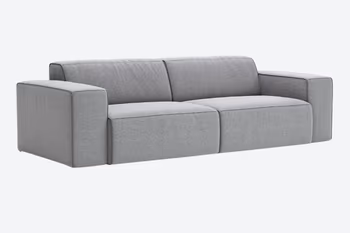 Graues Sofa mit niedriger Rückenlehne