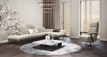 Ecksofa Elena mit grauem Stoffbezug