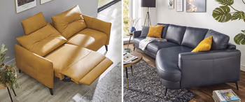 Ein elegantes Ledersofa gibt dem Wohnzimmer einen ganz besonderen Look.