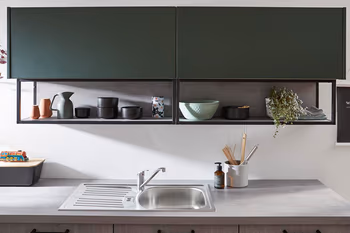 Graue Arbeitsplatte in Betonoptik