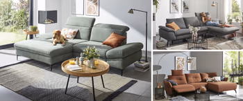 Ecksofas müssen nicht unbedingt in der Ecke stehen. Sie können auch mitten im Raum stehen.