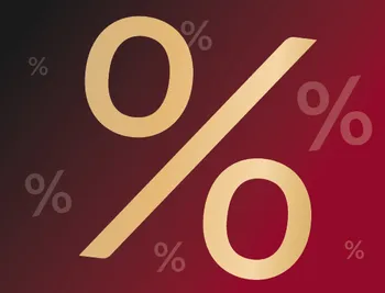 Prozentzeichen vor schwarz rotem Hintergrund.