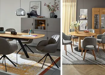 Ausziehbare Esstische in verschiedenen Formen