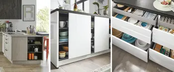 Kochinseln liefern zusätzlichen Stauraum in der Küche. 