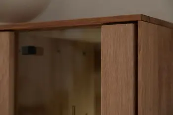 Oberer Teil einer Vitrinentüre mit Glaseinsatz.