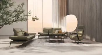 Sessel Enno in olivegrünem Leder 