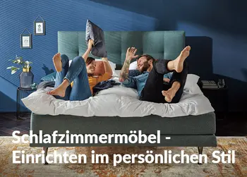 Das Schlafzimmer – typische Möbel dafür sind Bett, Kommoden und Kleiderschrank.