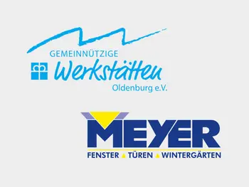 Logo der Partner Gemeinnützige Werkstatt Oldenburg und Meyer Fenster Türen Wintergarten