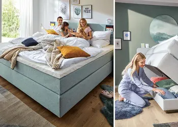 Im Bettkasten des Boxspringbetts befinden sich viele Metallfedern, die Ihren Körper im Schlaf stützen.