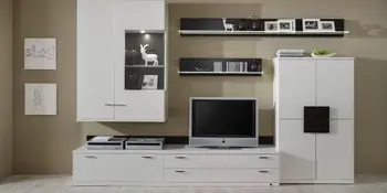 Rietberger Wohnzimmermöbel Wohnwand weiß