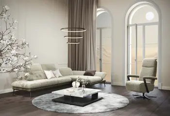 Sessel Enno von Comfort Republic in Steingrau mit schwarzen Armlehnen