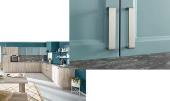 Landhausküche in hellem blau