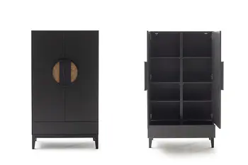 Collage zu Highboard Jyn von Raum.Freunde mit offenen und geschlossenen Türen