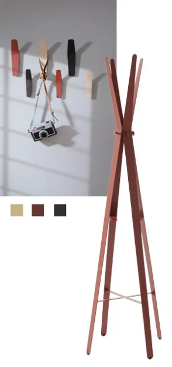 RAUM.FREUNDE SIGNE Garderobe und Wandhaken - erhältlich in Beide, Oxidrot und Schwarz