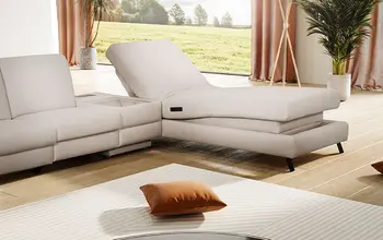 Beiges Ecksofa mit Longchair