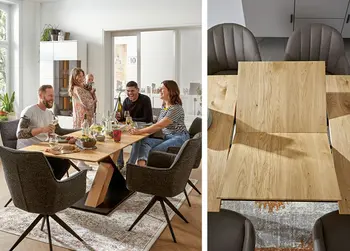 Esstisch – ausziehbar bietet er viel Platz für Gäste und Freunde.