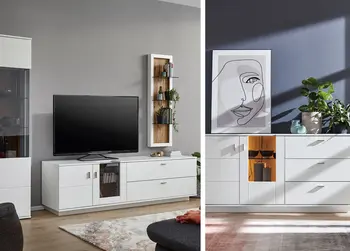 Die Wohnwand gibt es in vielen verschiedenen Designs. Ob Landhausstil, modern oder skandinavisch angehaucht – für jeden Geschmack gibt es die passenden Möbel.