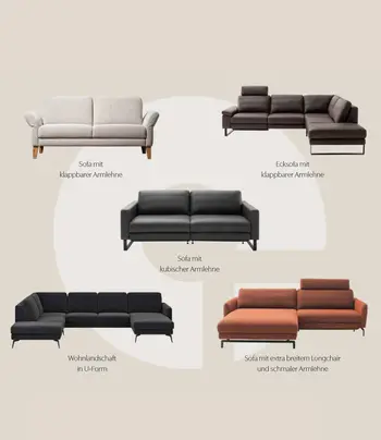 Verschiedene Sofa-Varianten von Sofa Contur Enna