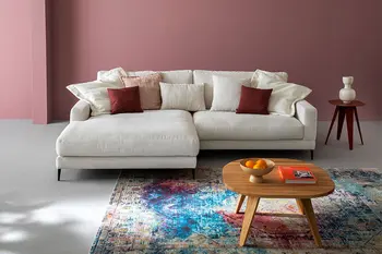 Sofa JANNE mit Longchair in weißem Cord von RAUM.FREUNDE