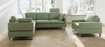Ecksofa und Sessel alba in grün