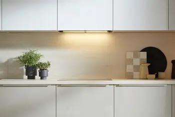 Helle Küchenzeile mit Oberlicht