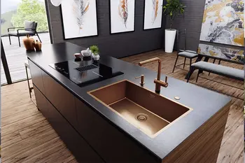 Bronzene Einbauspüle mit Einhebelarmatur