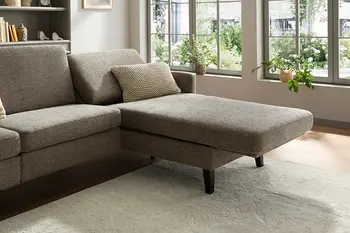 Graues Ecksofa mit Relaxfunktion bei Longchair.