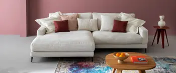 Sofa JANNE mit Longchair in weißem Cord von RAUM.FREUNDE