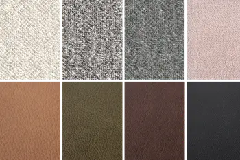 Verschiedene Stoff- und Leder-Varianten einer Auswahl für Global Wohnen Milana.