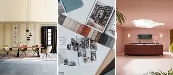 Luxorioeses Esszimmer, Kataloge und Muster und weinrote Kueche.