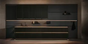 Minimalistische next125 Küchenzeile in Schwarz mit indirekter Beleuchtung