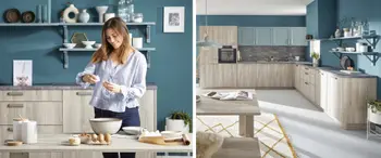 Die Küchenzeile bietet Arbeitsfläche und Stauraum in einem.