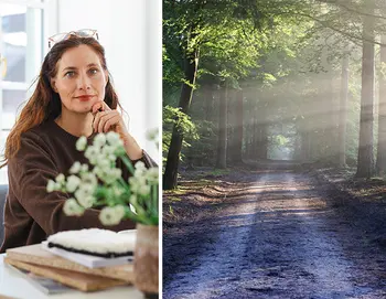 Collage: Interior Stylistin Nicole Zweig und Waldansicht.