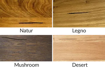 Holzmuster von Natura Home Liora in vier verschiedenen Ausführungen.